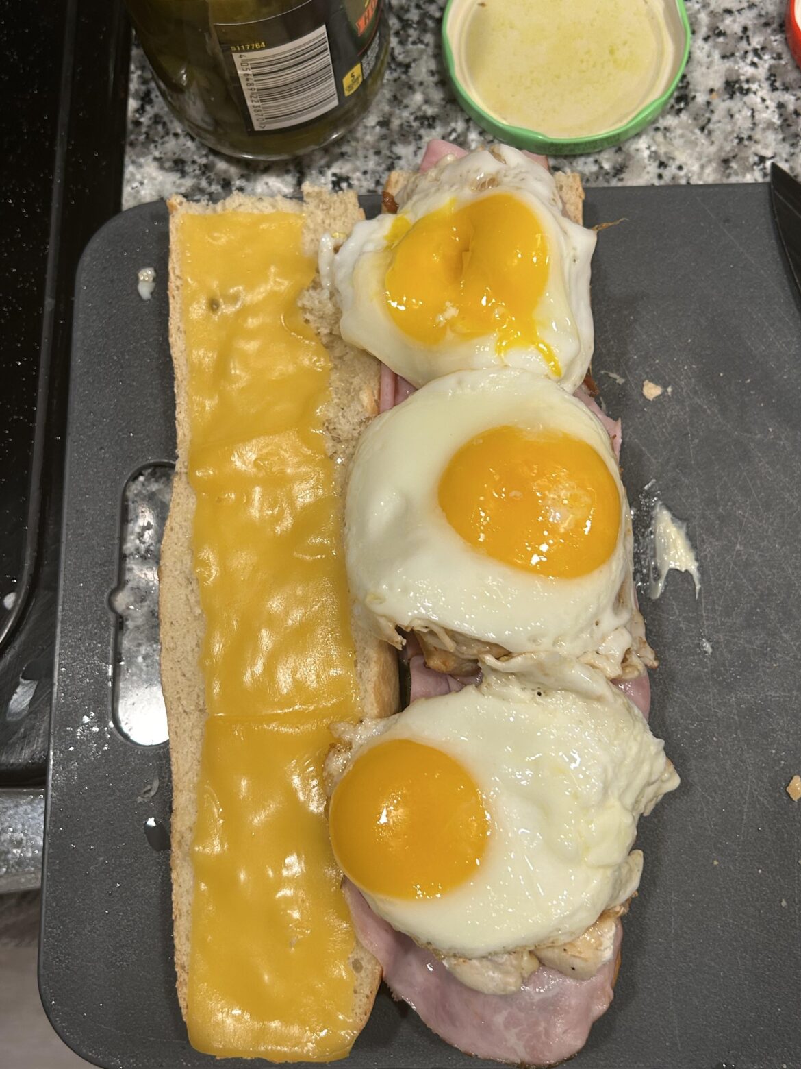 Grilled chicken and ham… never complete without an egg or two or three