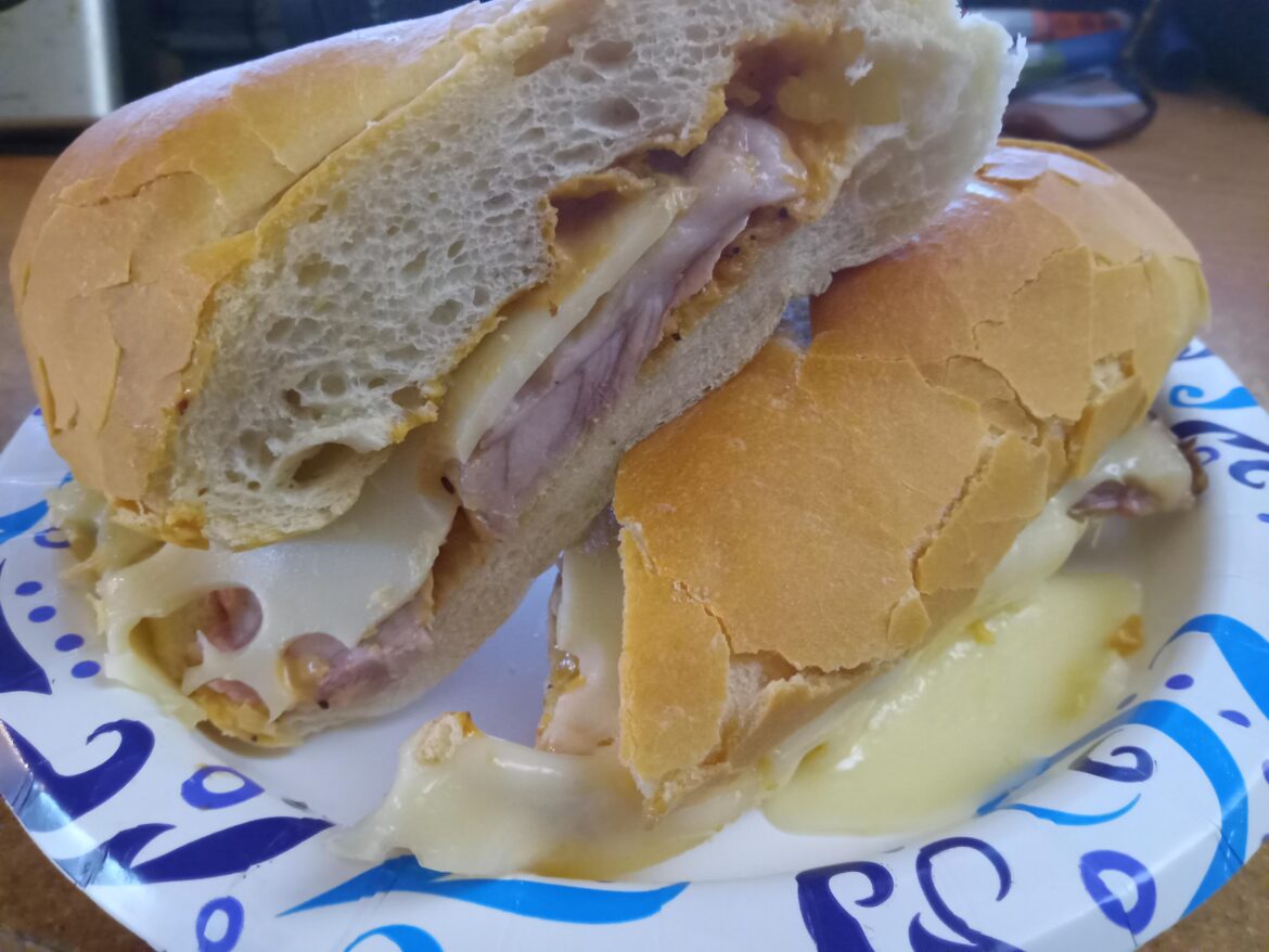 Roast Pork, Swiss Cheese, and Everything Aioli on a fresh Italian bun.