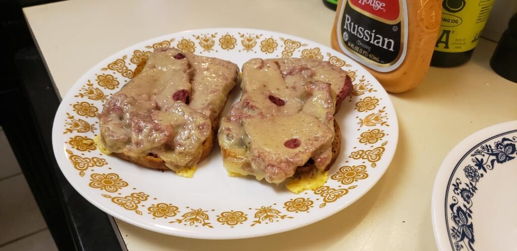 Open Face Corned Beef and Swiss