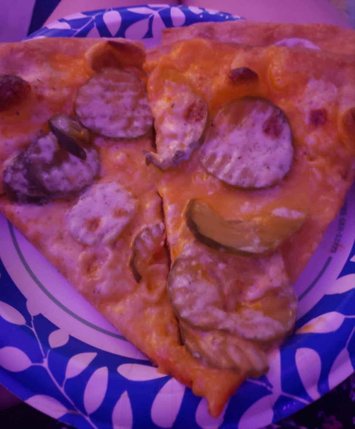 Ranch and Nacho Cheese Pickle Pizza: Even my fiancee says it looks disgusting :(