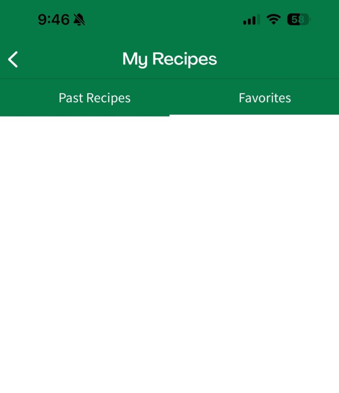 Anyone able to access their favorite recipes tab?