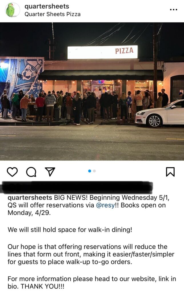 Quarter Sheets will soon be on Resy