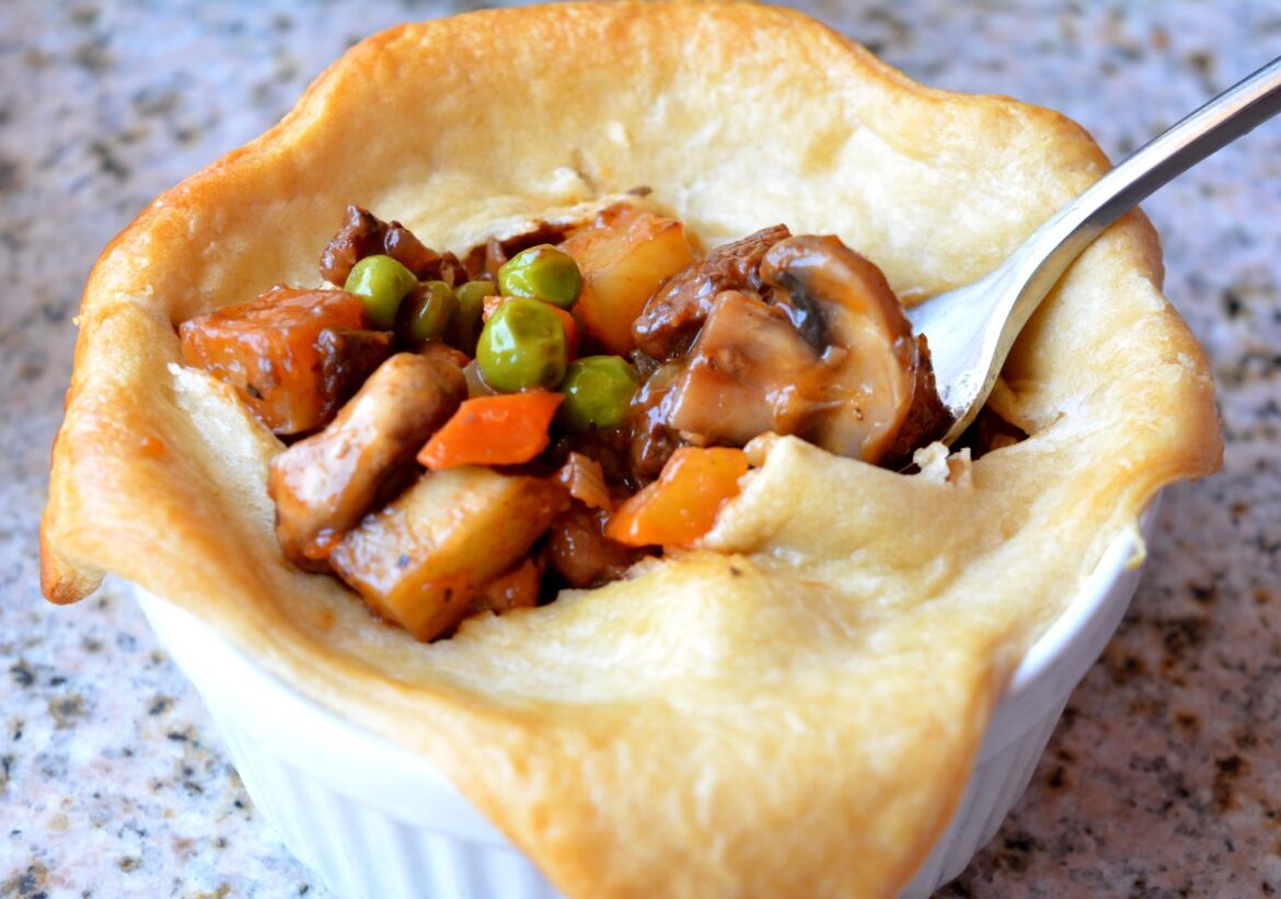 [289 cal, 18 P]  Vegan "beef" pot pies