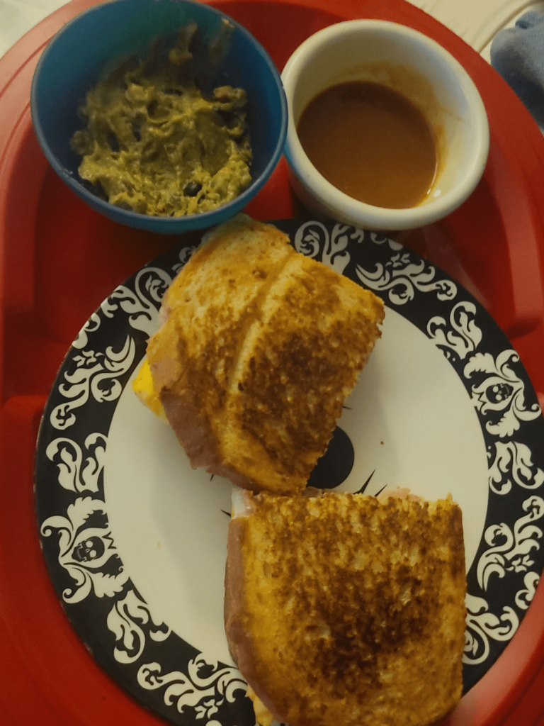 Omelet grilled cheese brought to you by a vodka and Celsius mistake