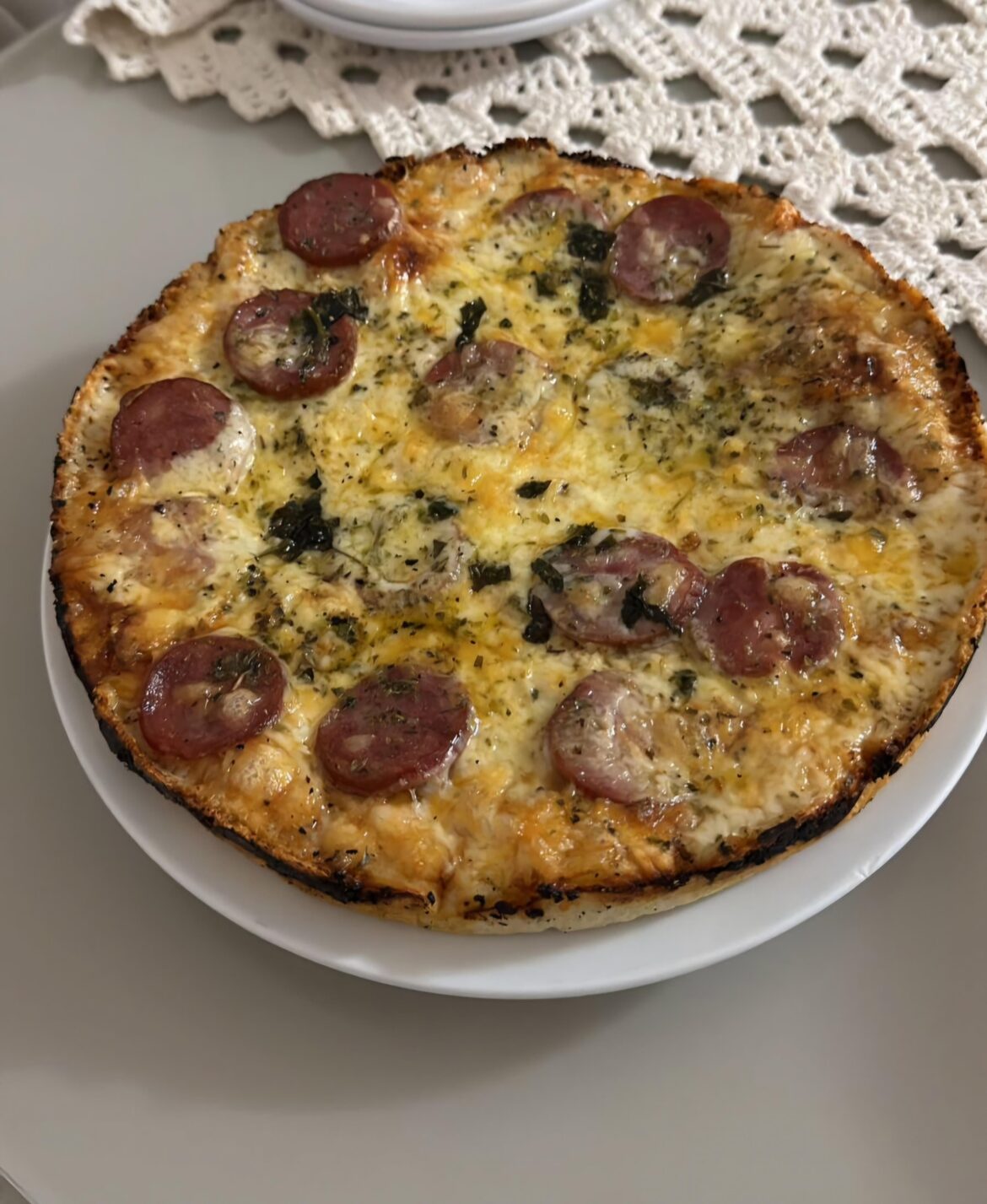 I made iron cast pan pizza!