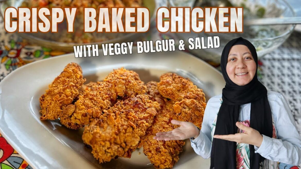 Crispy Baked Chicken - In Air fryer or Oven + Healthy Veggie Bulgur & Yogurt Salad