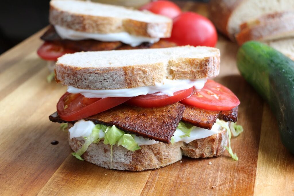 Tofu Bacon BLT sandwich | The Buddhist Chef Tofu Bacon BLT sandwich | The Buddhist Chef