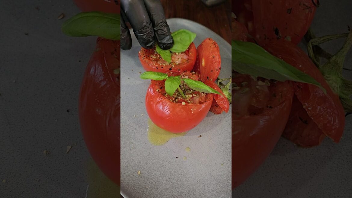 Cheese Stuffed Tomato  #asmr #shorts