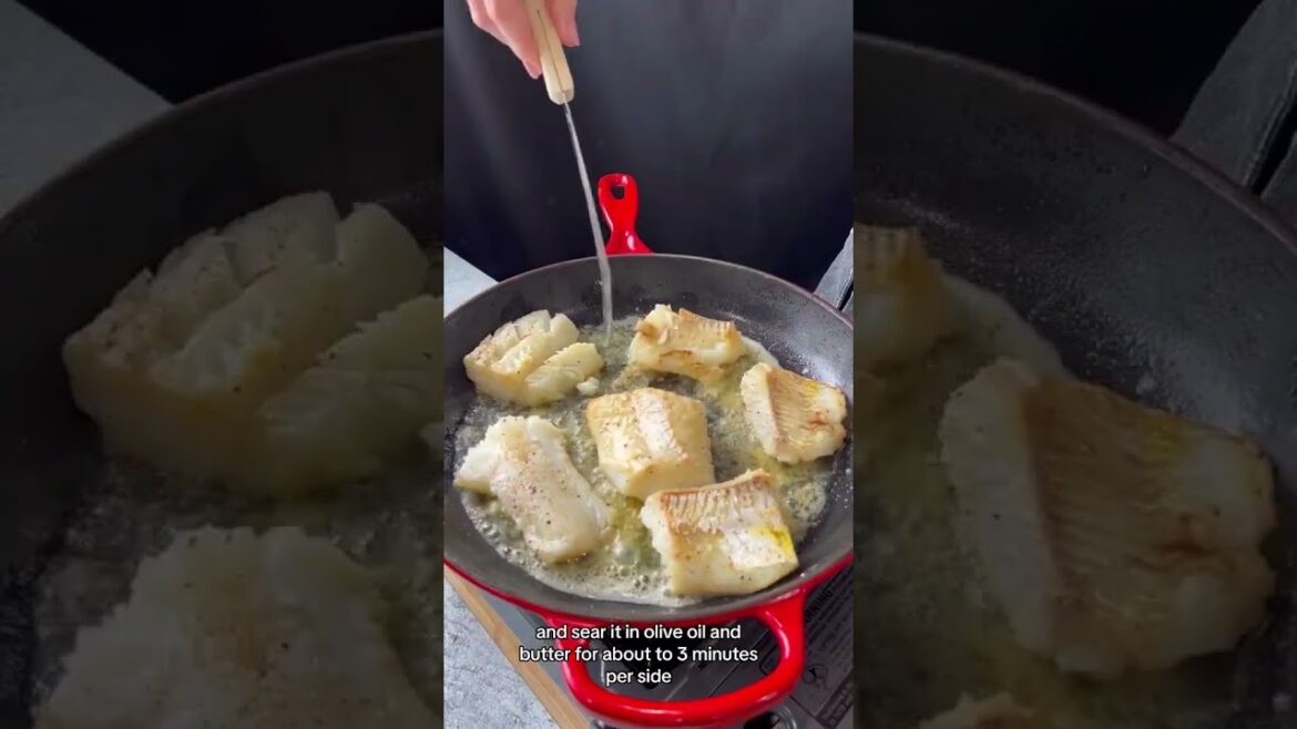 Wild Cod with Grape Tomatoes and Zesty White Wine Butter Sauce Recipe! #healthyfood #recipe #healthy