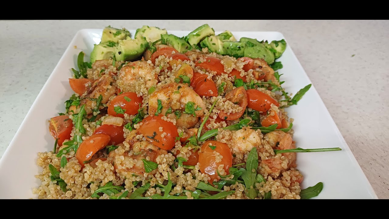 Ultimate Quinoa Delight Shrimp, Cherry Tomato, Avocado & Rocket Salad