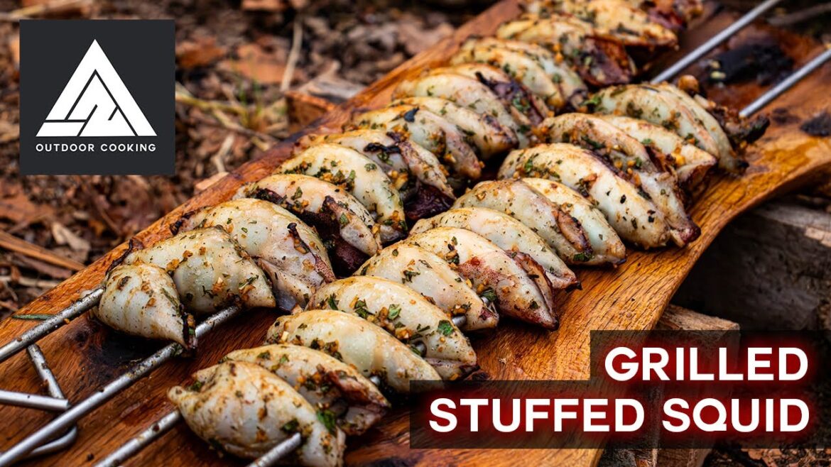 Outdoor Cooking: Grilled Stuffed Squid | ASMR