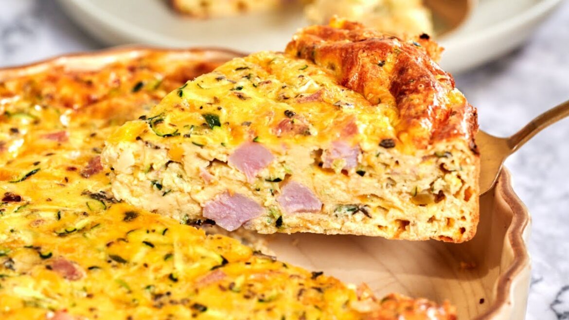 Easy Crustless Quiche Recipe | Fluffy Ham & Cheese Quiche