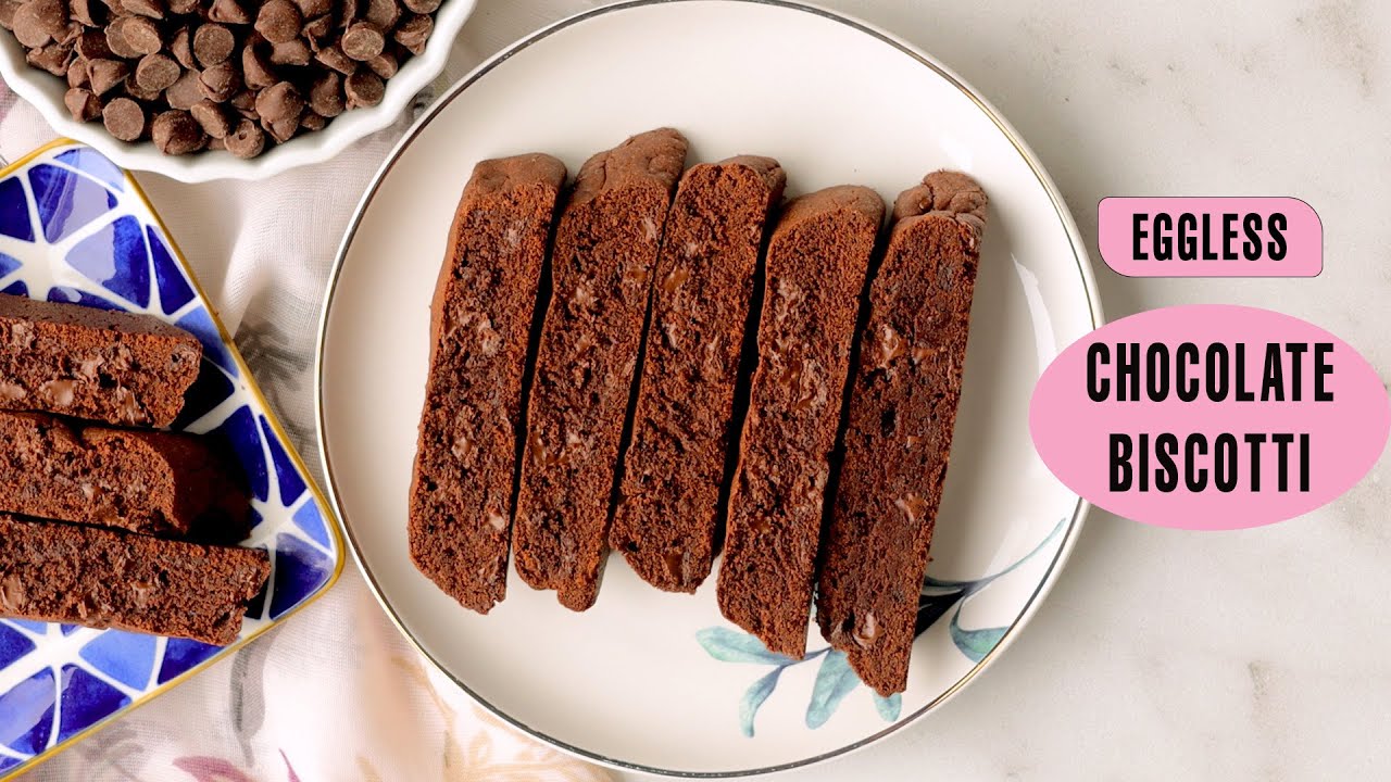 Eggless Chocolate Biscotti / Double Chocolate Biscotti without Eggs / Eggless Biscotti Recipe