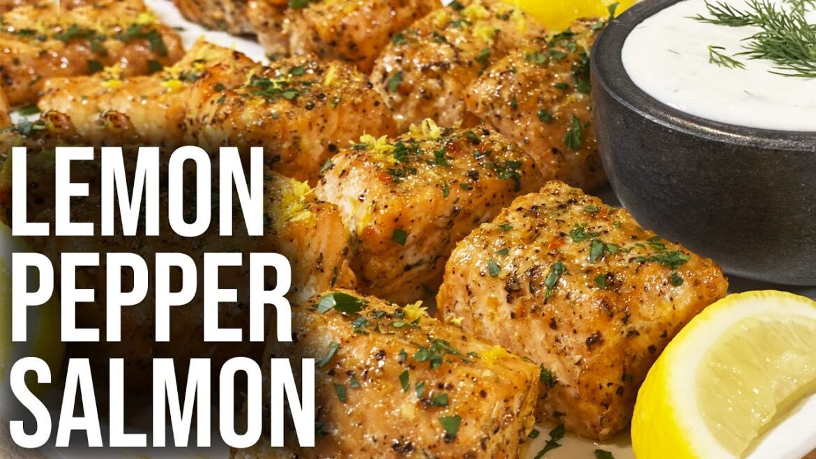 Bite Sized Lemon Pepper Salmon! Easy Baked Salmon Recipe Bite Sized Lemon Pepper Salmon! Easy Baked Salmon Recipe