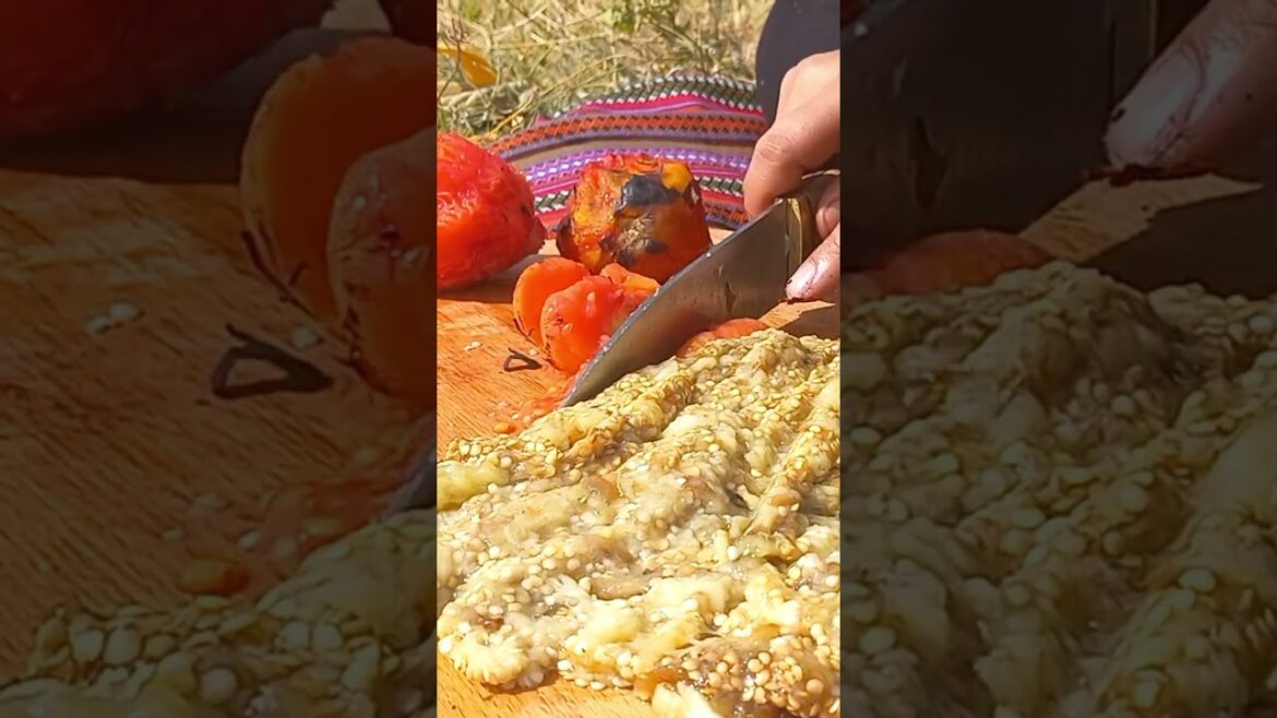 cooking first class eggplant curd by the village girl #short
