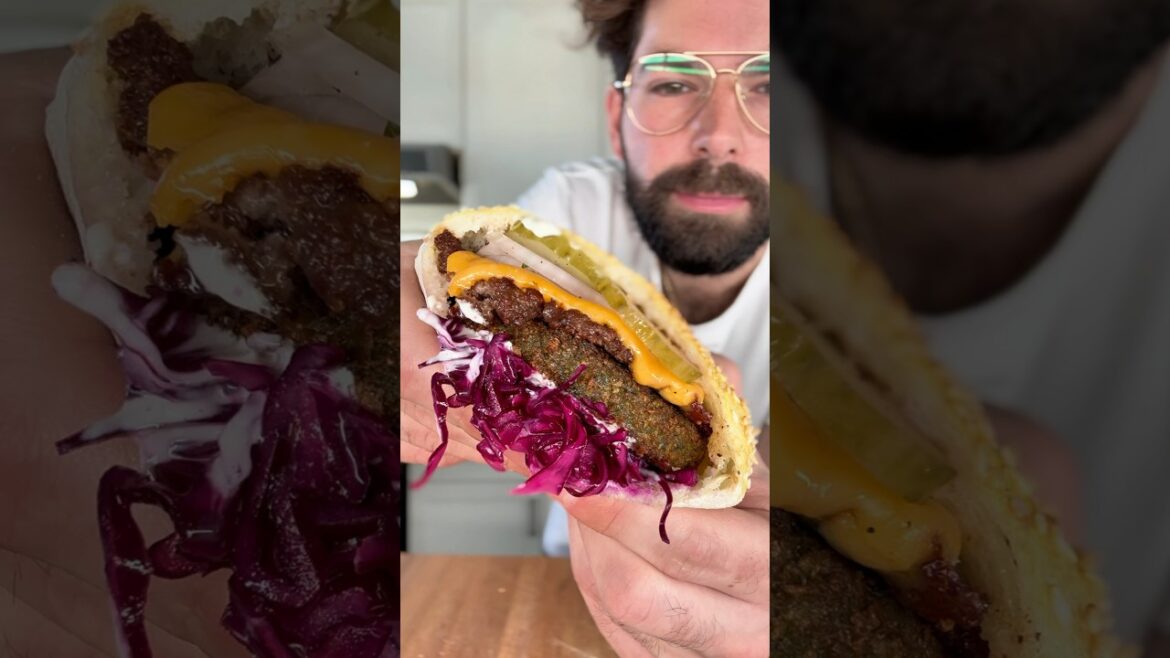 How I made the ultimate falafel burger #falafel #cheeseburger #recipe