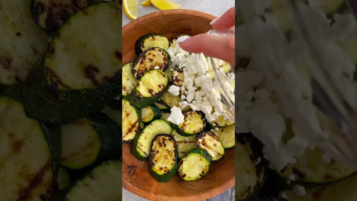 Grilled Zucchini with Feta & Basil #shorts  #cooking #saladrecipe #recipe