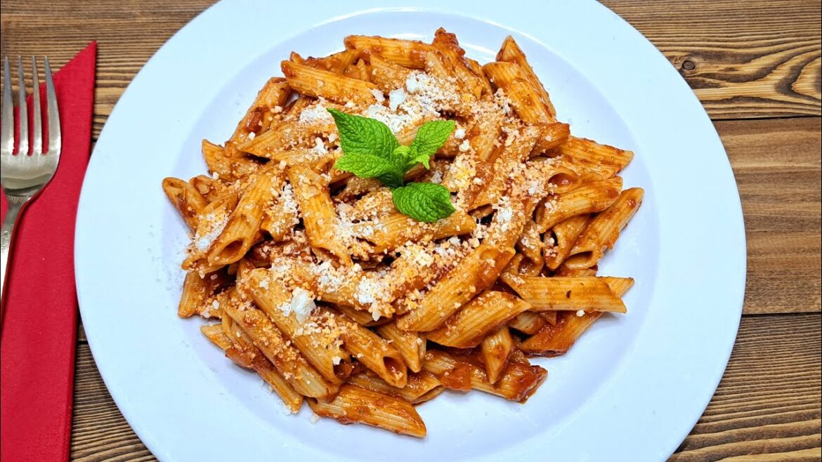 Penne Pasta in Tomato Sauce with Garlic and Onions. Penne Pasta in Tomato Sauce with Garlic and Onions.