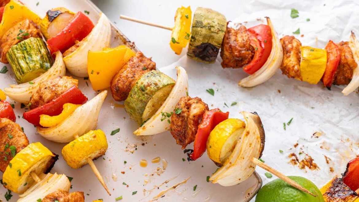 Balsamic Chicken and Summer Veggie Kabobs Balsamic Chicken and Summer Veggie Kabobs