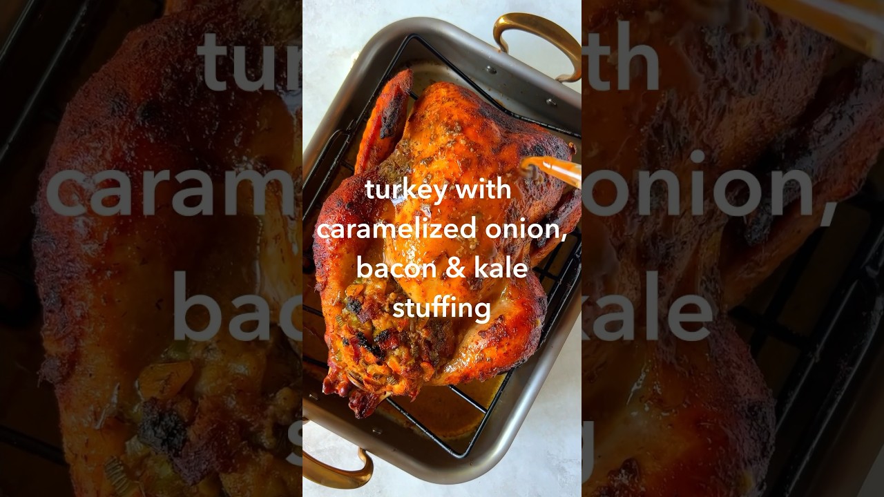 Turkey with Caramelized Onion, Bacon, and Kale Stuffing Recipe Dining