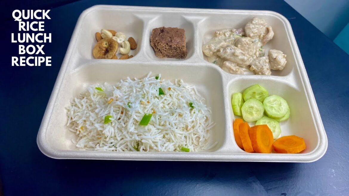 Easy garlic rice & Creamy chicken |healthy lunch box recipes for kids |Rice recipe