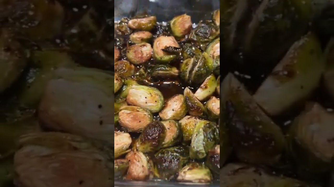My new favorite food salt and pepper balsamic vinegar, brussels sprouts