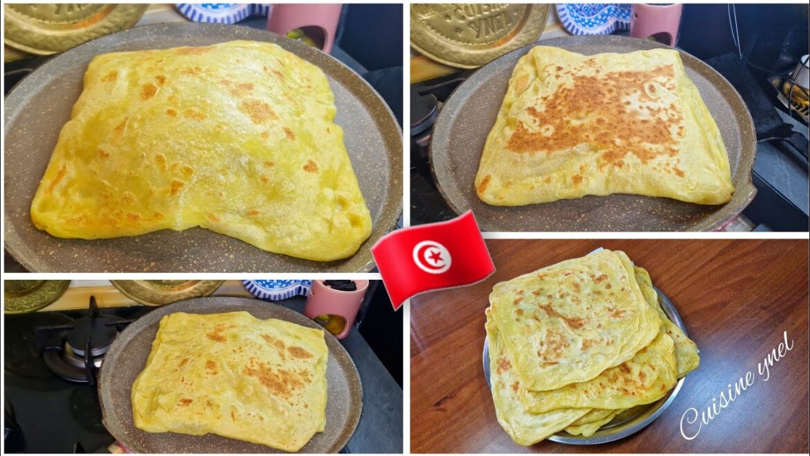 الملاوي التونسي الأصلي بالسميد الصافي ومورق بزيت الزيتونة mlewi tunisien