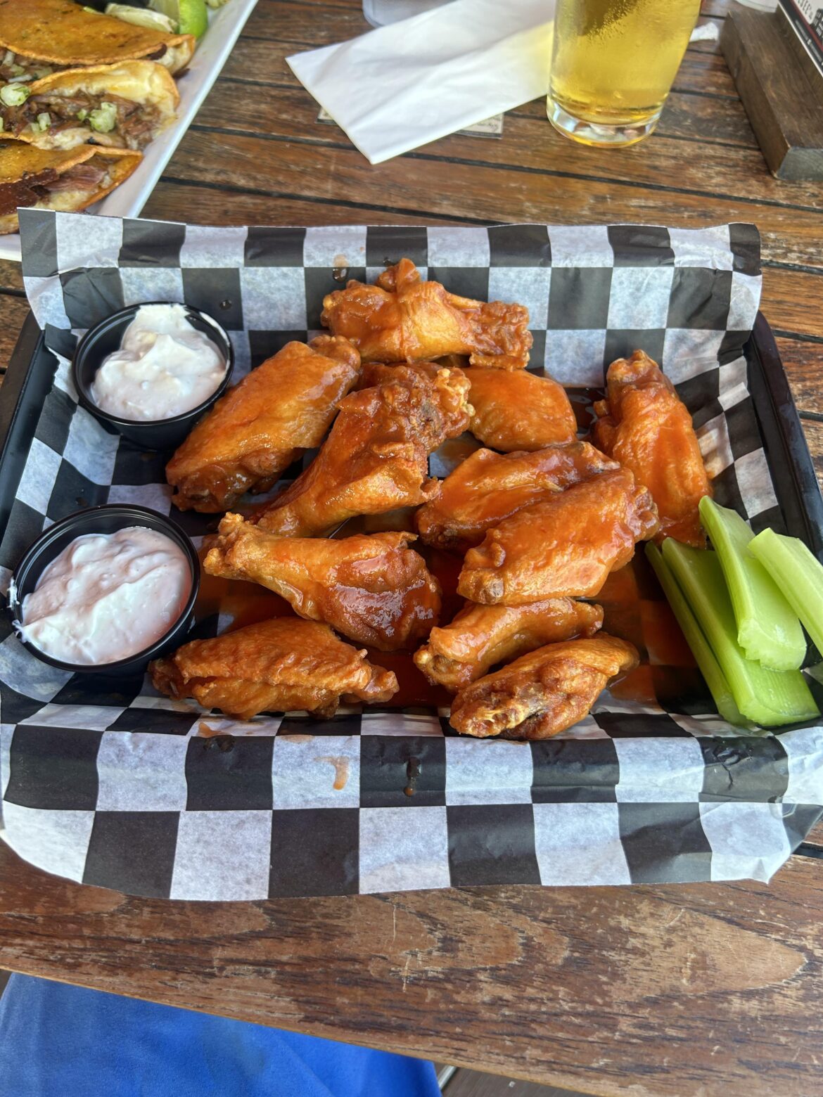 Genesee Brew House in Rochester, NY. CMV wings always taste better when served on checkered paper