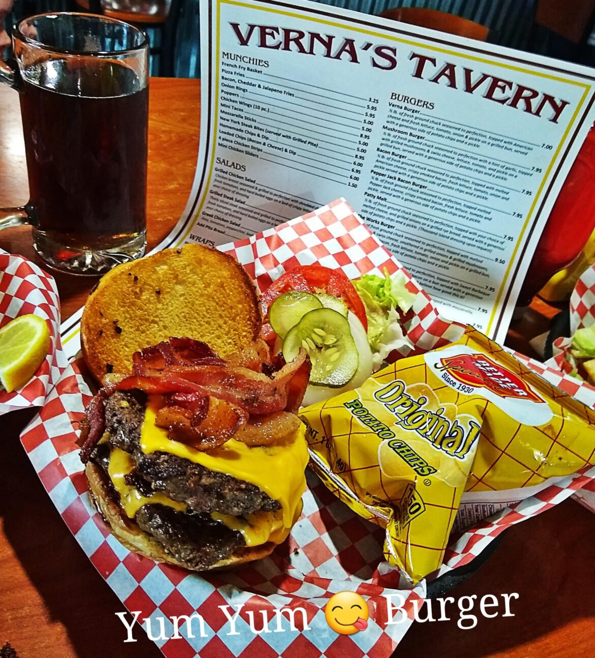 Celebrate National Burger Day 2024 at Verna's Tavern since 1938. Home of the Yum Yum Burger