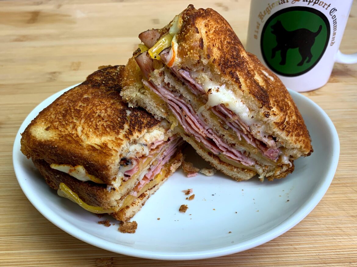 Double Ham and Cheese:  Black Forest Ham, Gouda and Muenster on English Toasting Bread