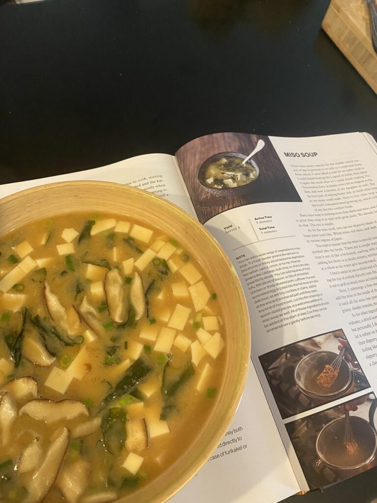 Lunchtime miso shiru (from The Wok) with shiitakes and wakame
