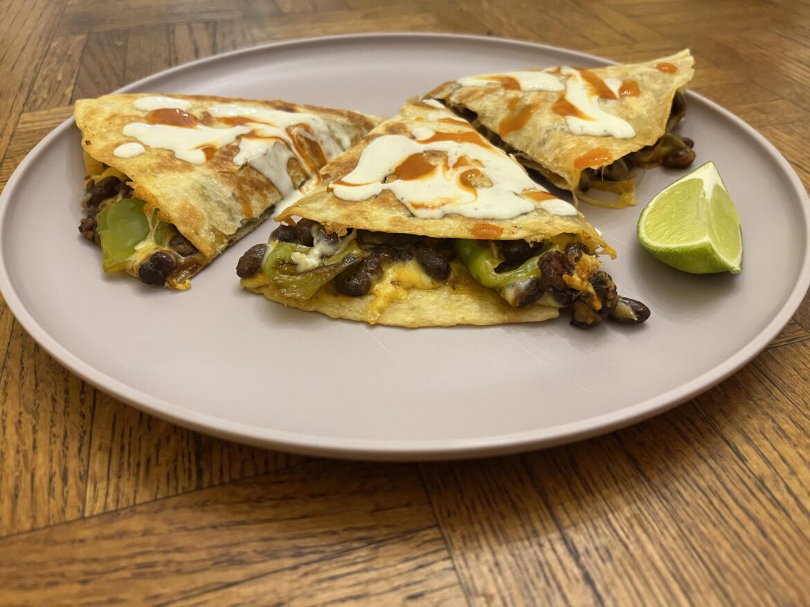 One Pan Black Bean & Pepper Quesadillas