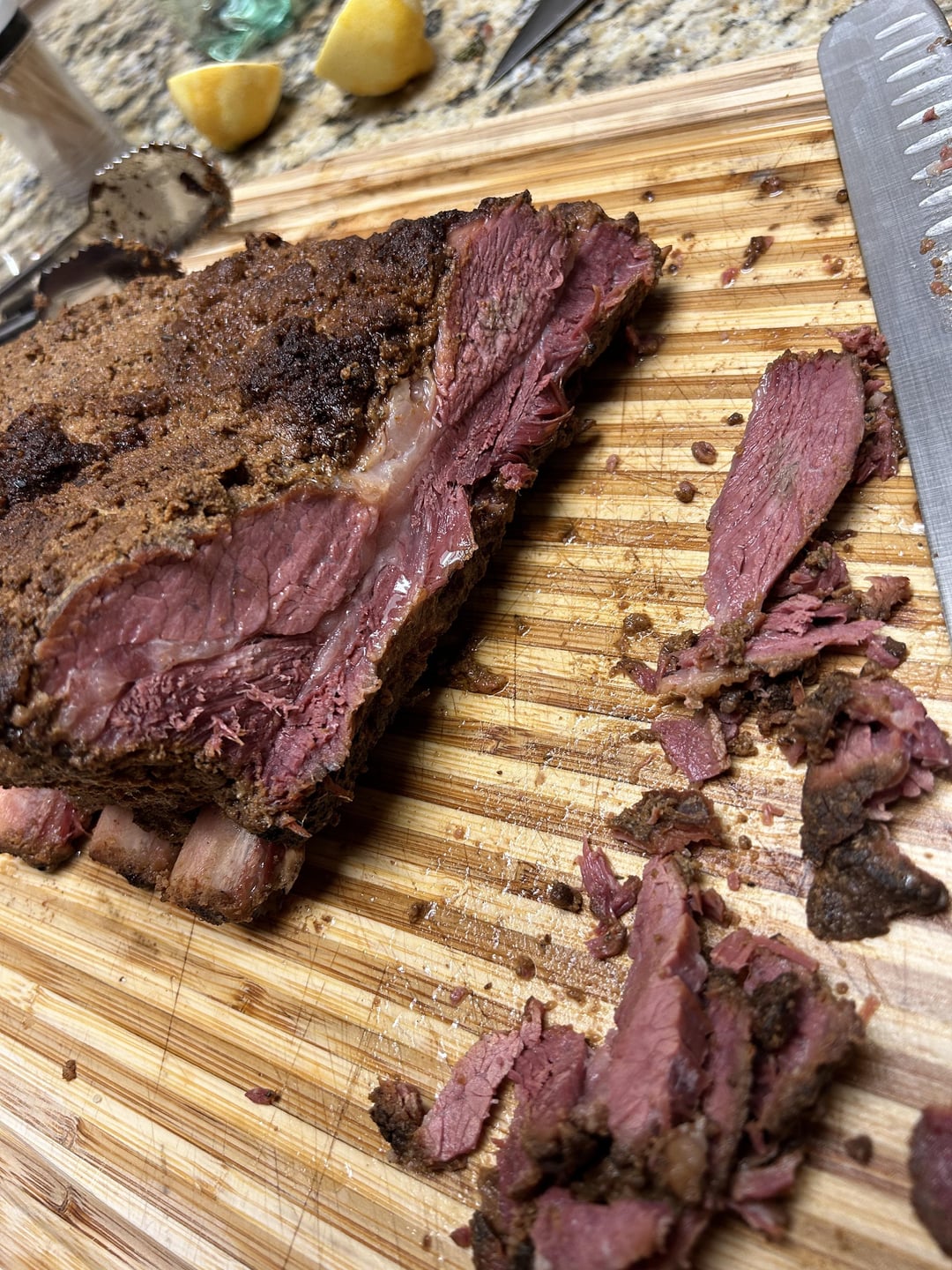Local Texas beef short ribs. Pastrami style. Brined two days. Rubbed