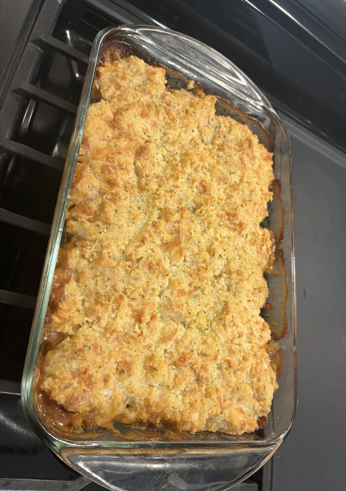Ok hear me out. Shepherd's pie but with Red Lobster cheddar biscuit mix instead of mashed potatoes on top.