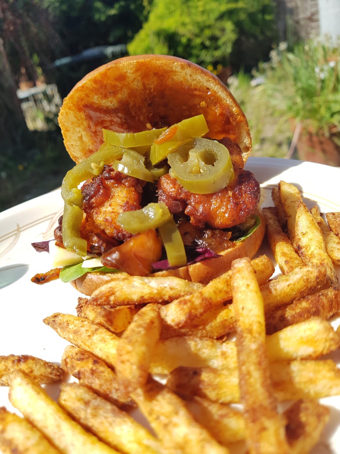 Spicy Fish Sarnie & Aromat Seasoned Fries.