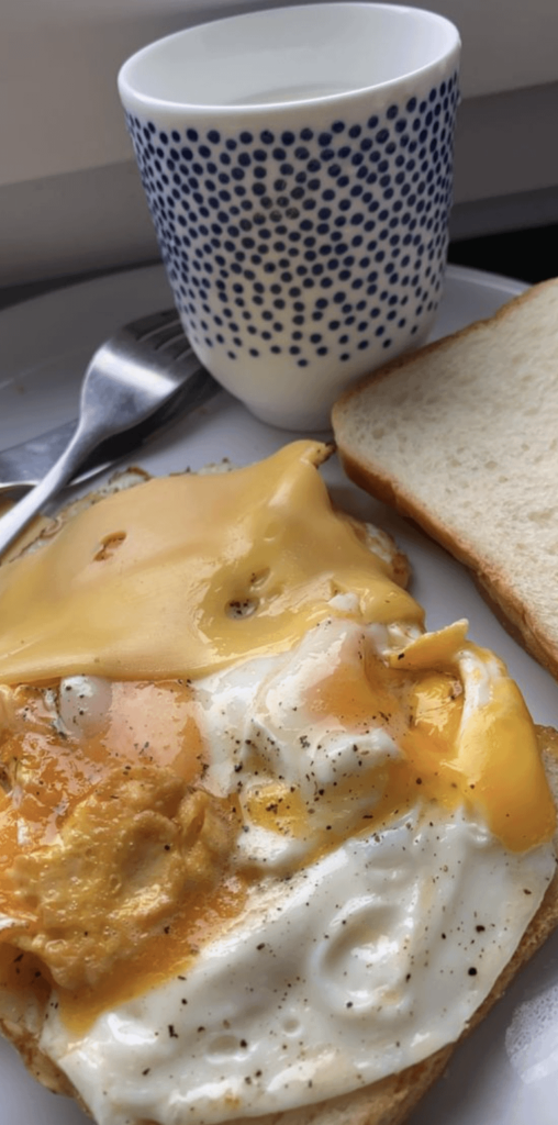 Trying to make a sandwich with egg and cheese !