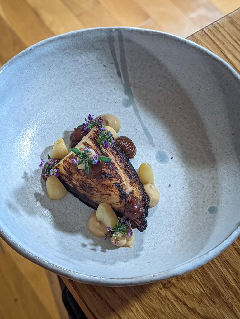 Roasted cabbage with a sourdough broth