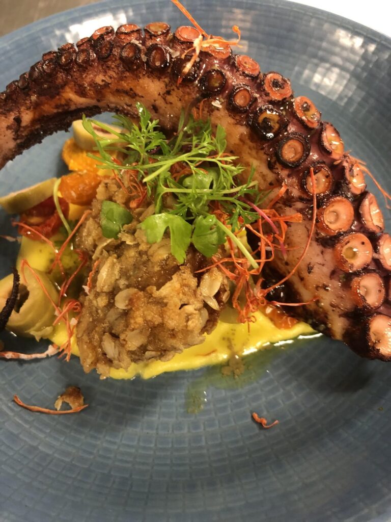 Fried Chix + Octopus + Saffron Mashed