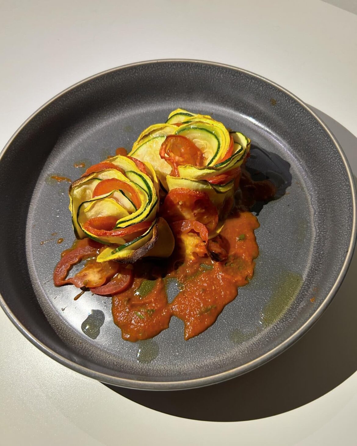 Flower ratatouille w/ a basic vodka tomato sauce