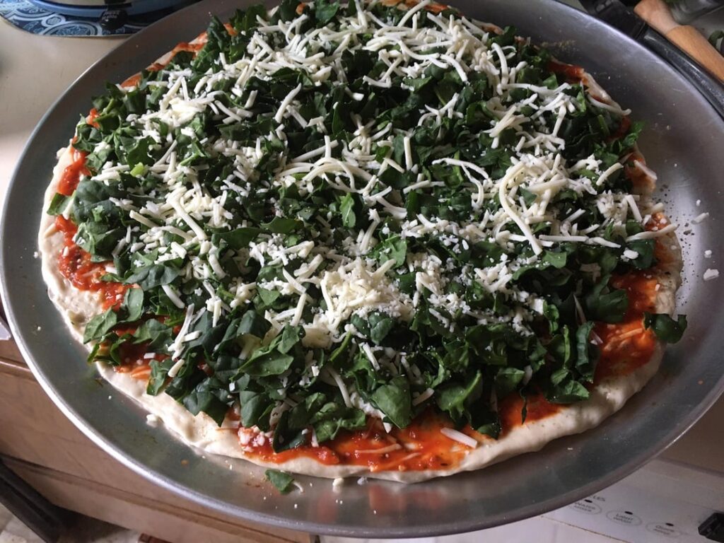 PIZZA! with Spinach!