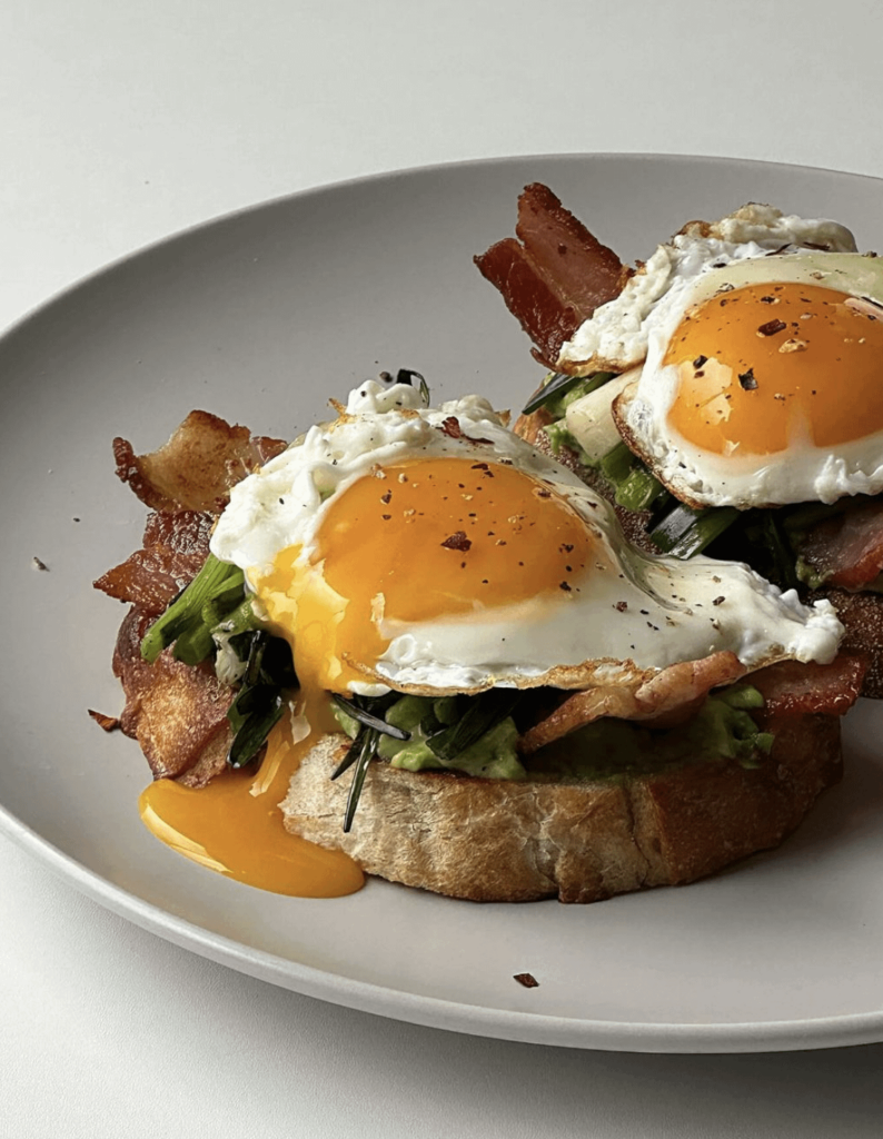 Bacon, scallion toast and egg!