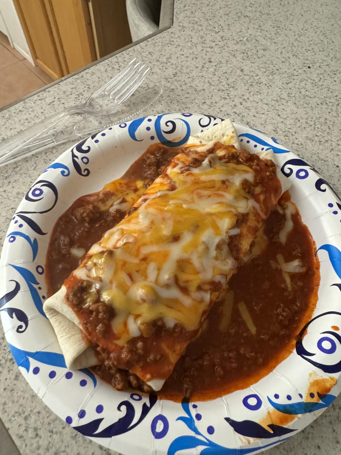 Smothered bean burritos