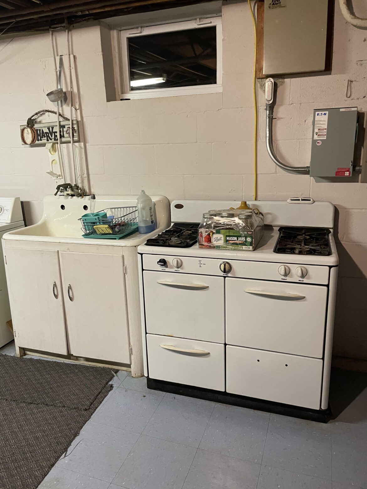 Bought an older house .. cleaned up the canning area in the basement. Just need to get the stove inspected.