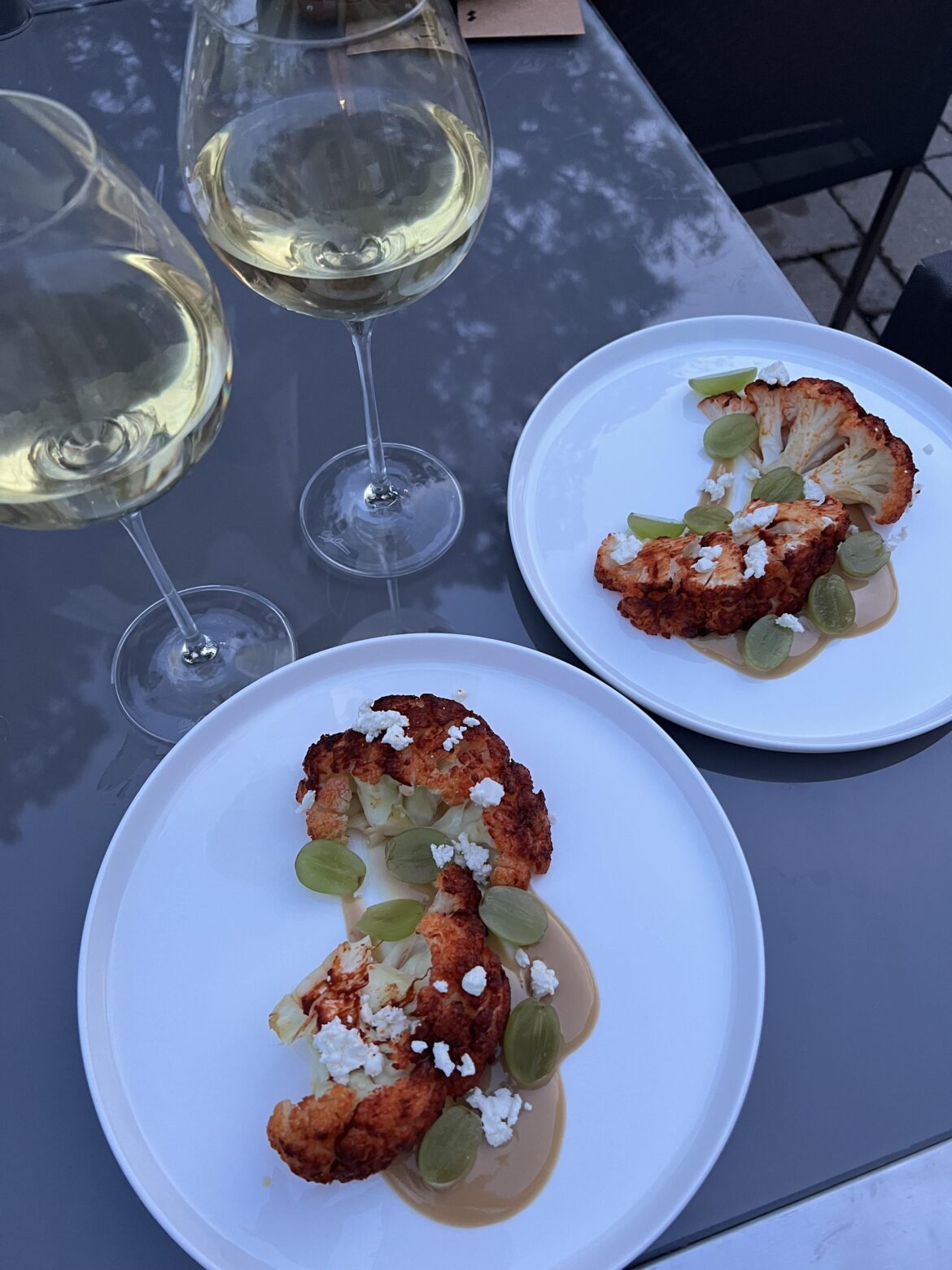 harissa cauliflower, tahini, grape, feta (don’t mind that little dot) home cook
