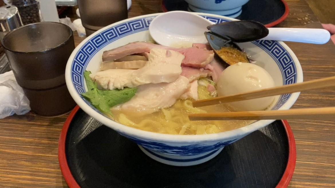 Awesome flat ramen noodles at Dashiro, Sendai