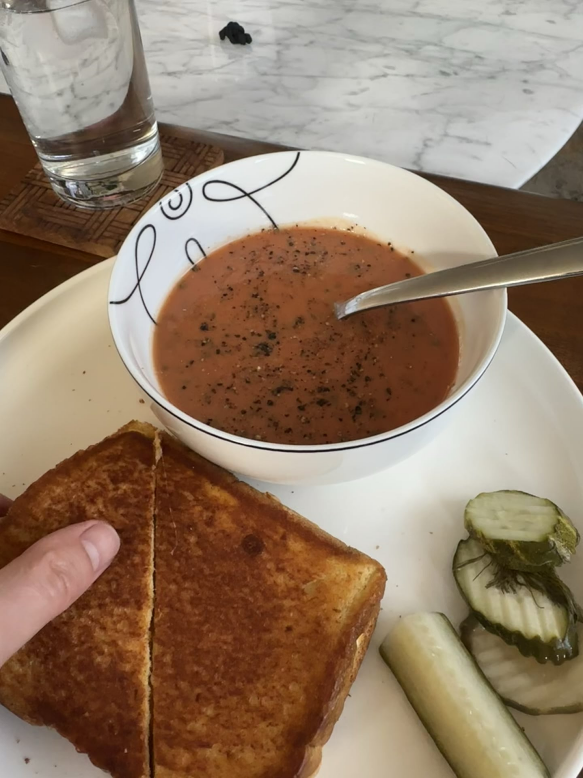 Colby Jack and pepper jack grilled cheese w/ tomato soup.