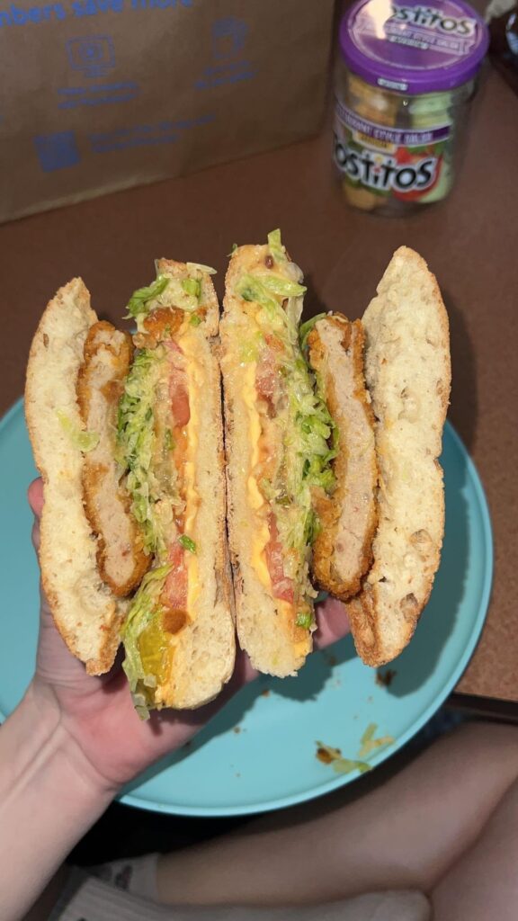 Homemade Fried Pickle and Chicken Sandwich
