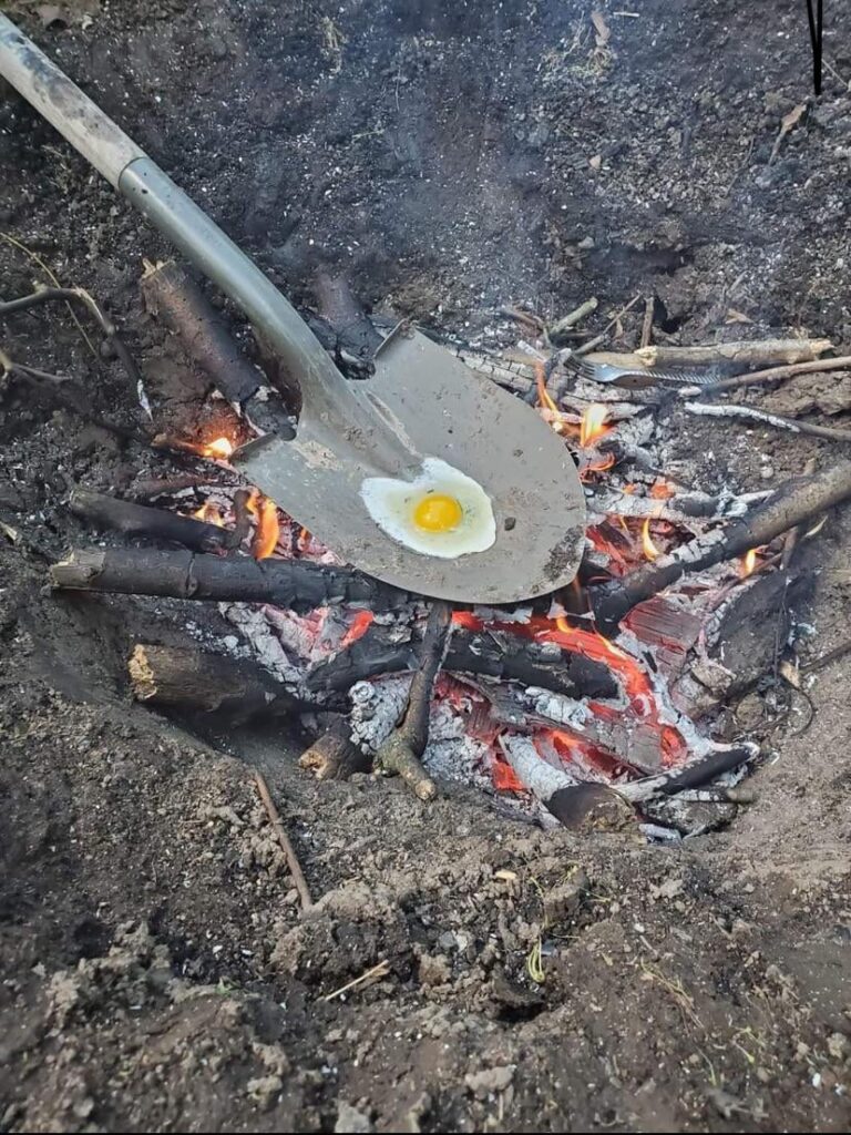 I'm not sure .. do you eat it off the shovel or just cook on it?