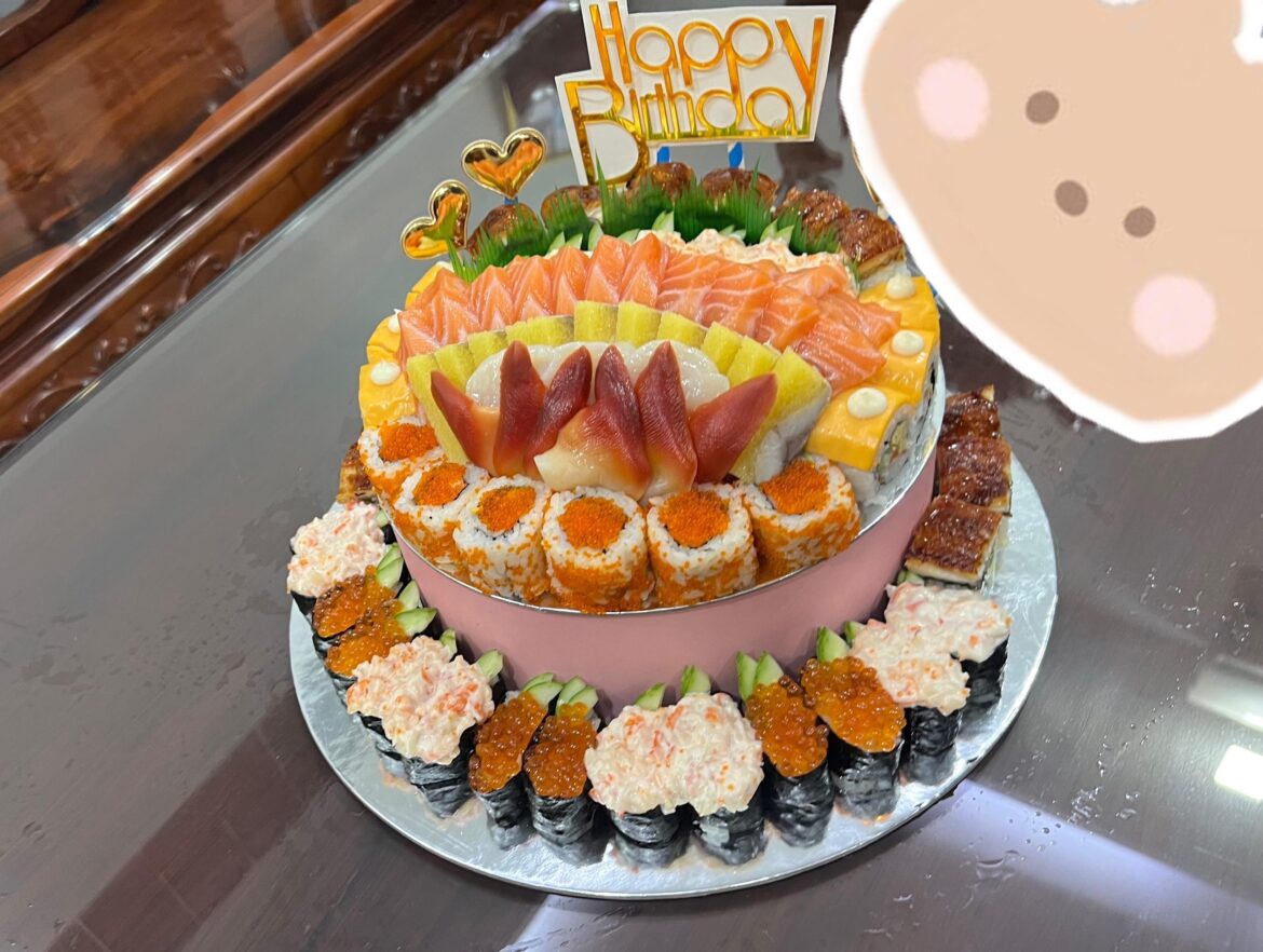 My cousins’ sushi birthday cake