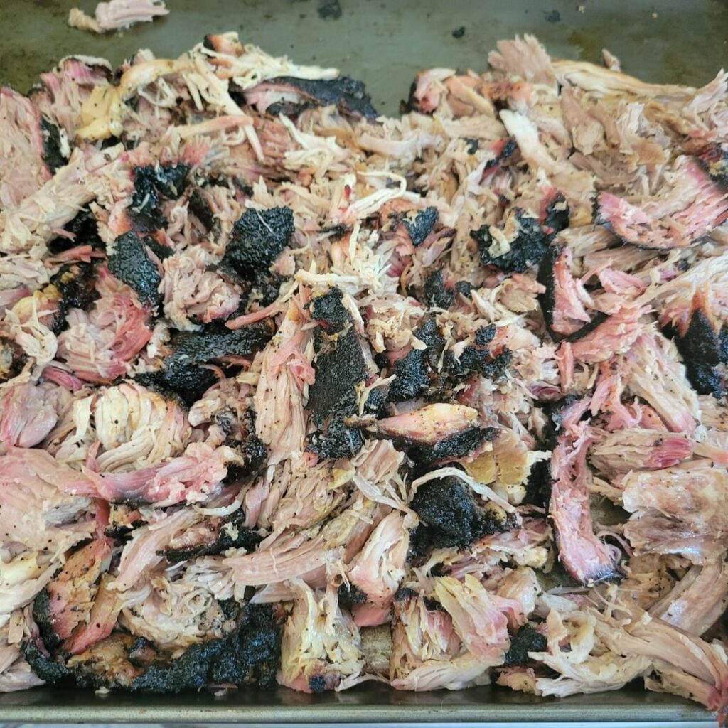 Smokey, sweet and spicy. Smoked pork butt.